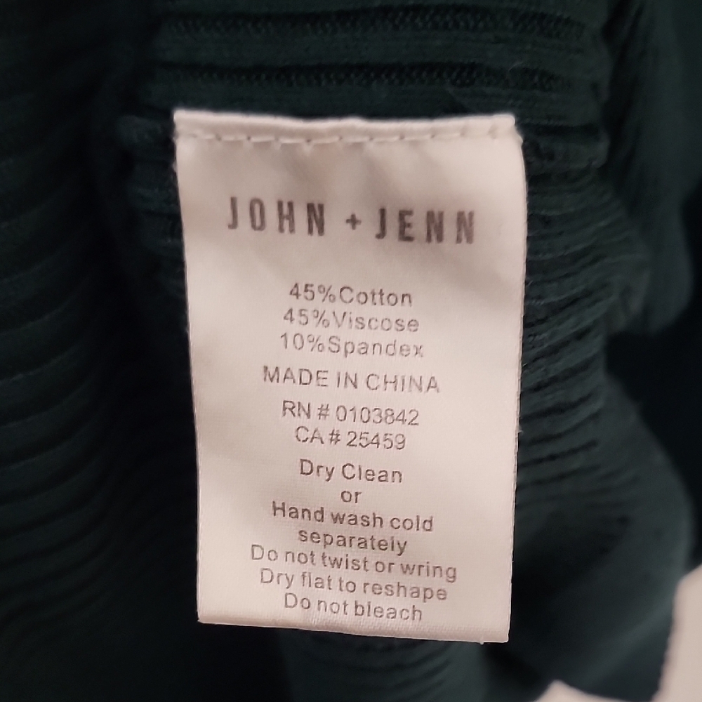John + Jenn Green Ribbed Bodycon Dress Long Sleeve - Picture 3 of 12